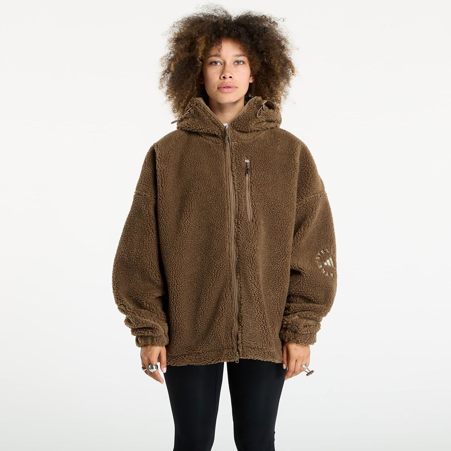 Mikina adidas Performance Fleece Full-Zip Hoodie by Stella McCartney Hnedá | KA0646, 1