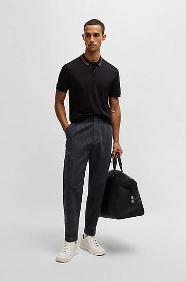 Polo tričko BOSS BOSS Slim Fit Polo Shirt with Collar Stripe Čierna | 50531791, 1