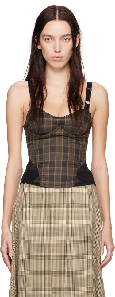 Tielko Miaou Miaou Marguerite Plaid Corset Top Hnedá | 7149PLBPLB, 0