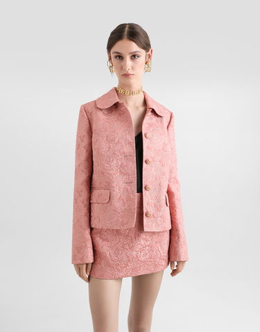 Bunda Dolce & Gabbana Dolce & Gabbana Single-Breasted Floral Jacquard Jacket Ružová | F29UETHJMQKF0473, 3
