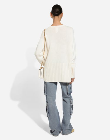 Sveter Dolce & Gabbana Cashmere Sweater With Logo Embroidery Biela | FXX56ZJAWYPW0001, 2