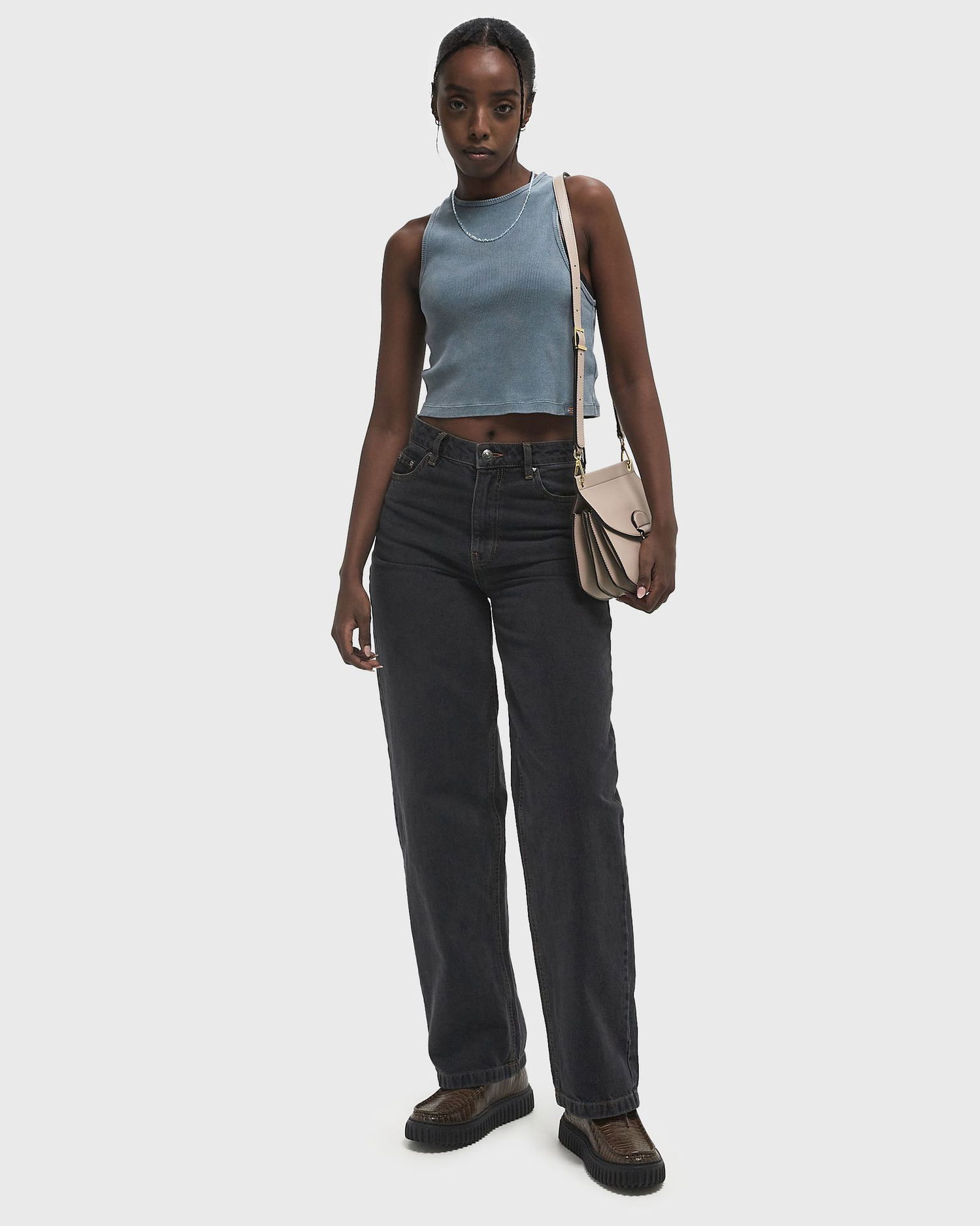 Tielko Dickies Plentywood Ribbed Crop Tank Top Modrá | DK0A4Z9DG701, 1