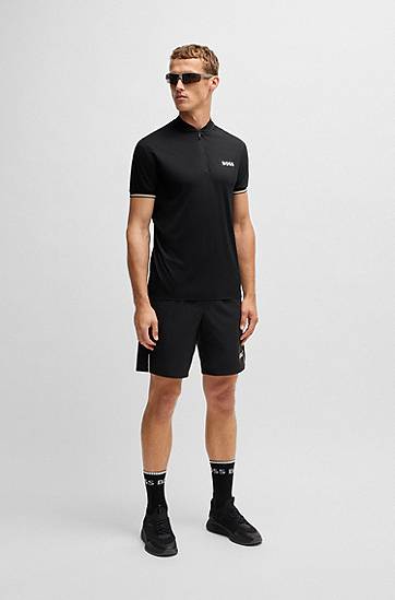 Polo tričko BOSS Slim-Fit Active Polo Shirt with UV Protection Čierna | 50539093, 1