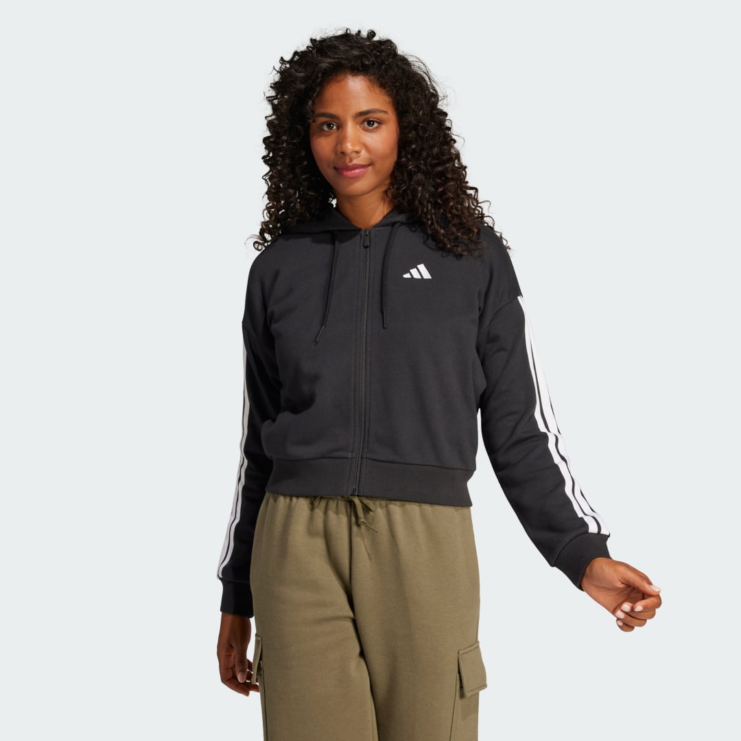 Mikina adidas Performance Cropped Full-Zip Hoodie Čierna | JE0052, 0