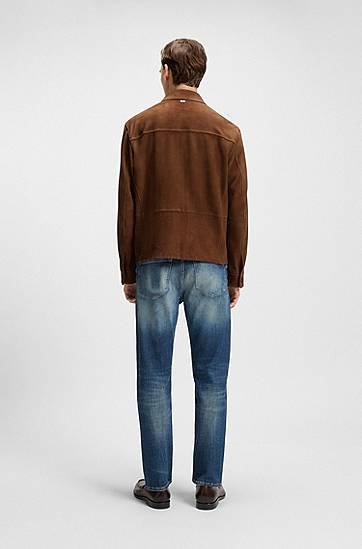 Bunda BOSS Regular-Fit Suede Jacket Hnedá | 50543204, 1