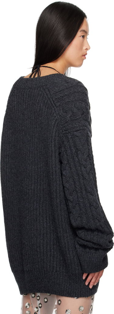 Sveter Cecilie Bahnsen Alia V-Neck Knit Sweater Šedá | 3.24KNI51005 ALIA JUMPER, 2