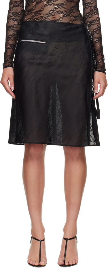 Sukňa Courrèges Courrèges Zipped Lace Midi Skirt Čierna | 325CJU306PA0135, 0
