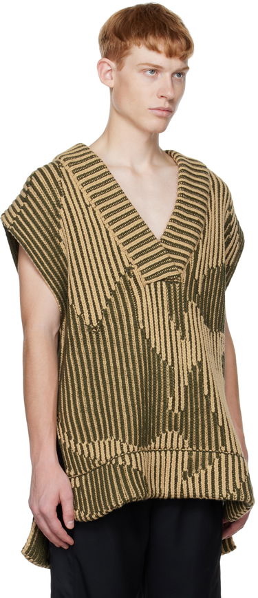Sveter Feng Chen Wang Feng Chen Wang Jacquard Oversized V-Neck Vest Béžová | FUF14KT06, 1