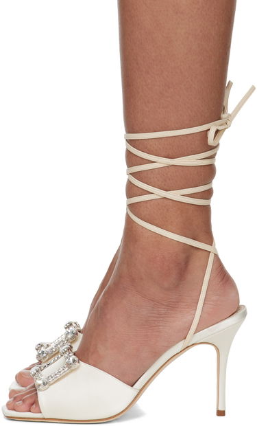 Starostlivosť o obuv Manolo Blahnik Manolo Blahnik Lanole Pop Fabio Satin Heels Biela | 423-1722-0006, 2