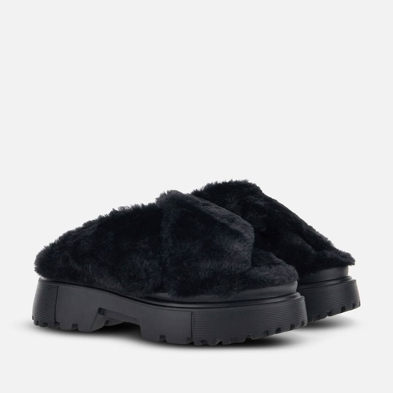 Tenisky a topánky Hogan Hogan H644 Chunky Faux Fur Mule Čierna | HXW6440FC303H6B999, 1