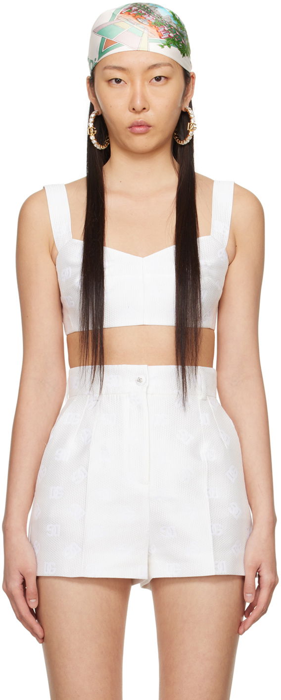 Tielko Dolce & Gabbana Jacquard Tank Top Biela | F7Q34T HJMOW, 0