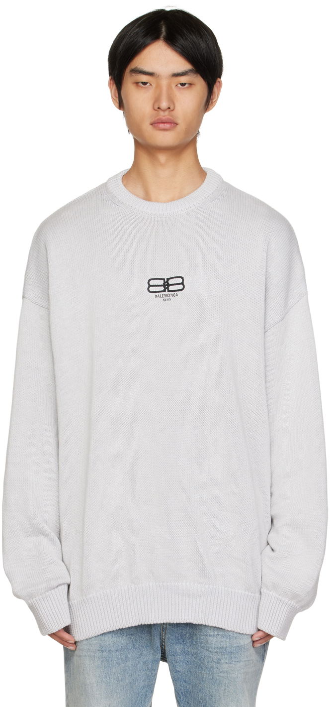 Sveter Balenciaga BB Paris Icon Sweater Šedá | 696226-T3252-9012, 0