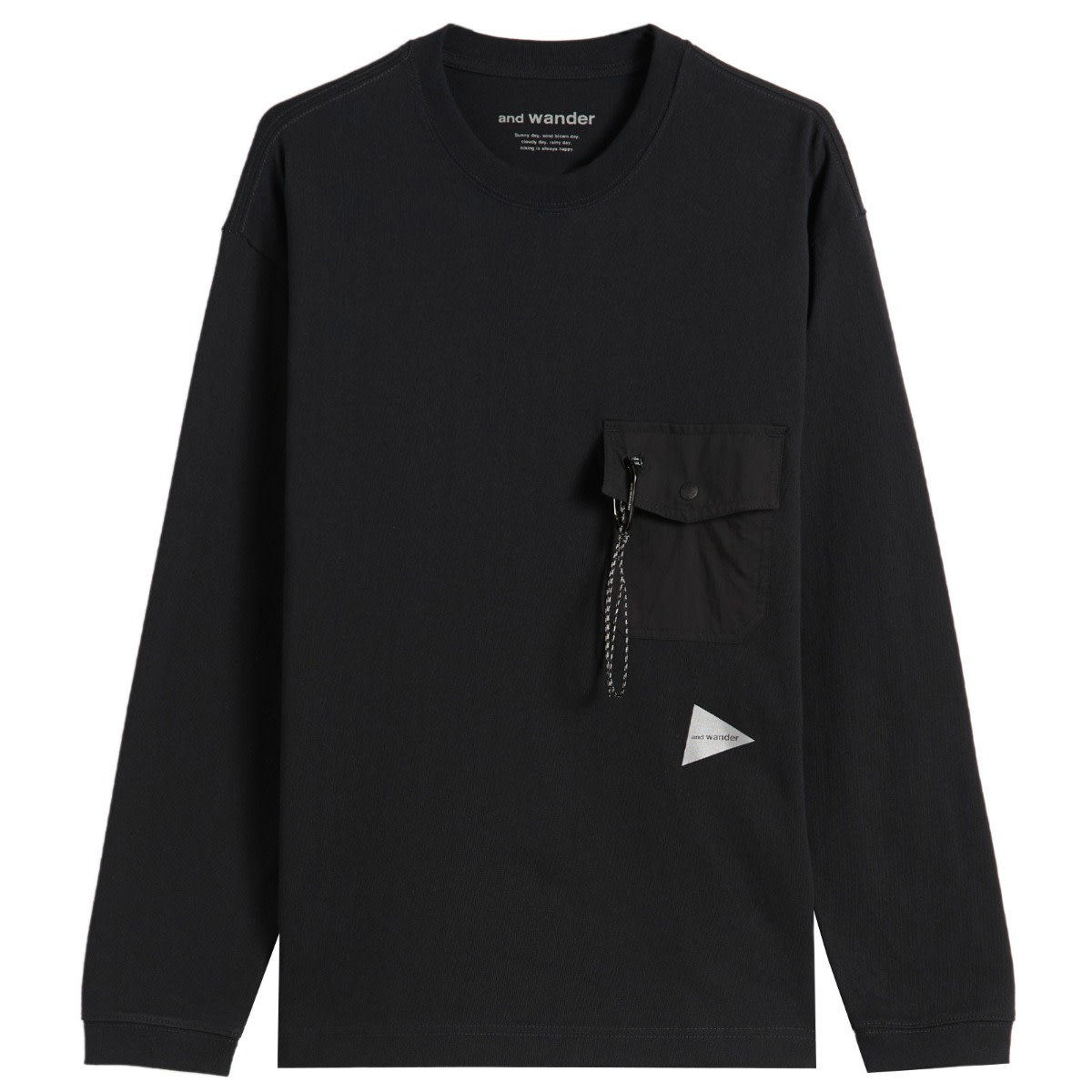 Tričko and wander Heavy Cotton Longsleeve Pocket Tee Čierna | 5745284082-010, 0