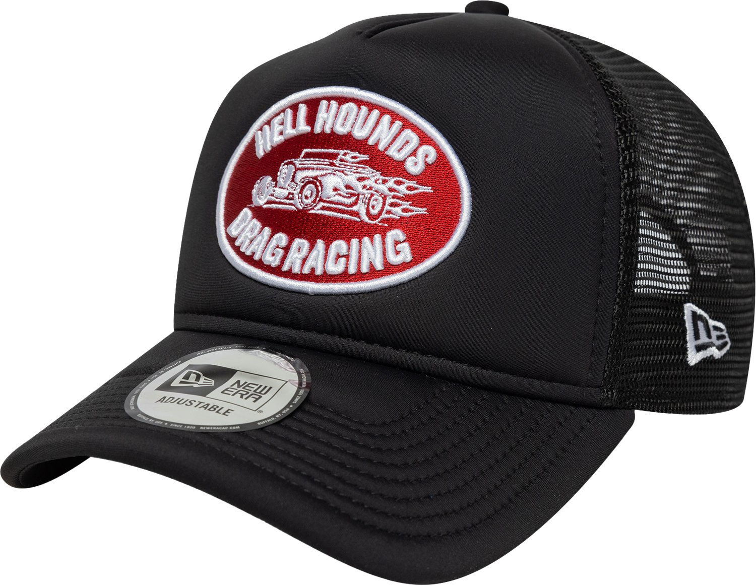 Šiltovka New Era Hell Hounds Drag Racing Graphic Patch 9FORTY A-Frame Trucker Adjustable Cap Čierna | 60667598-60667598, 0