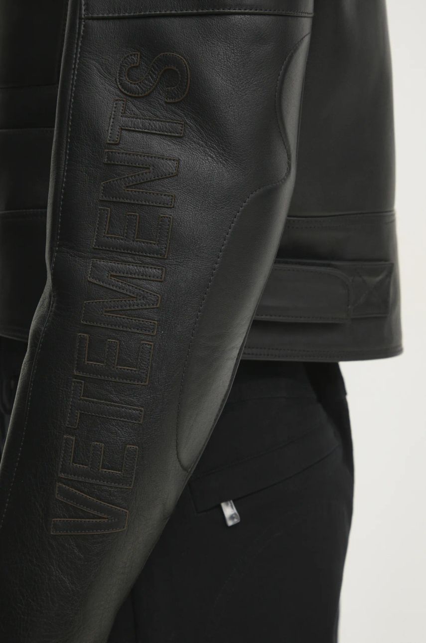 VETEMENTS Racing Logo Leather Jacket