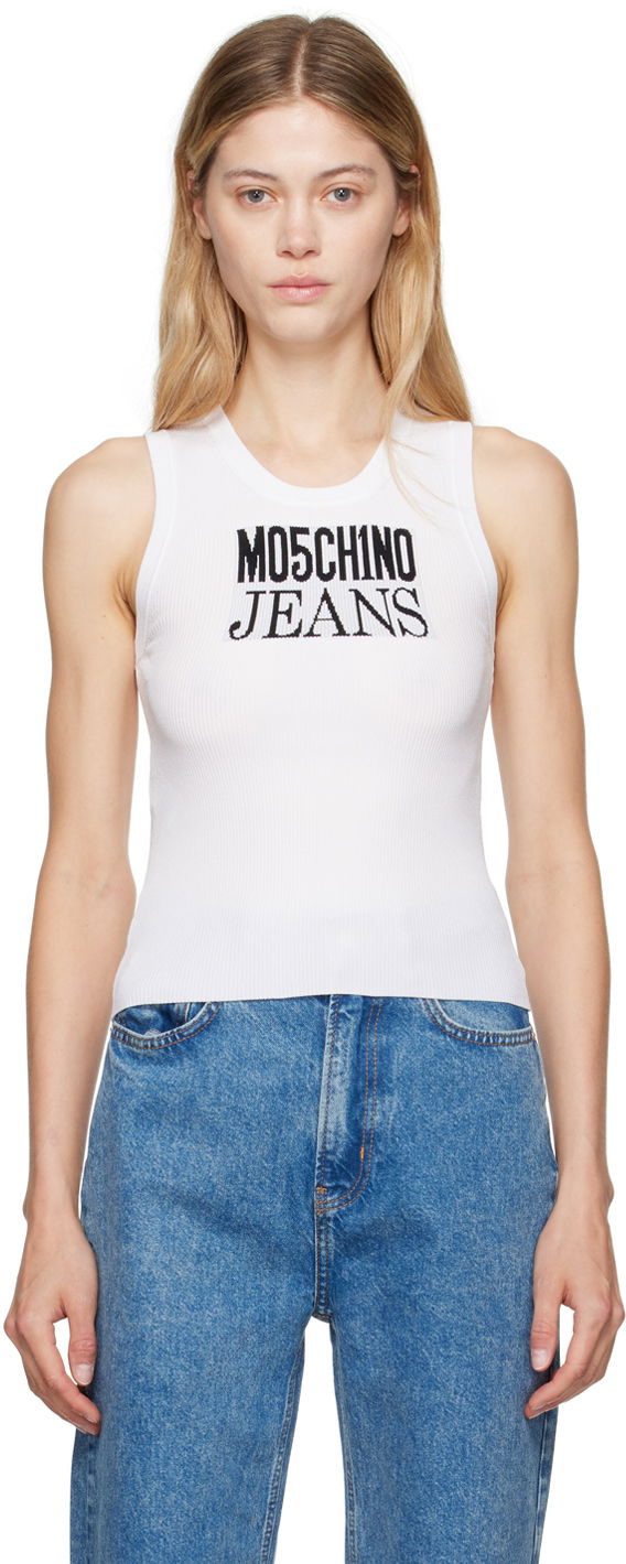 Tielko Moschino Moschino Jeans Logo Tank Top Biela | 242K1J0928, 0