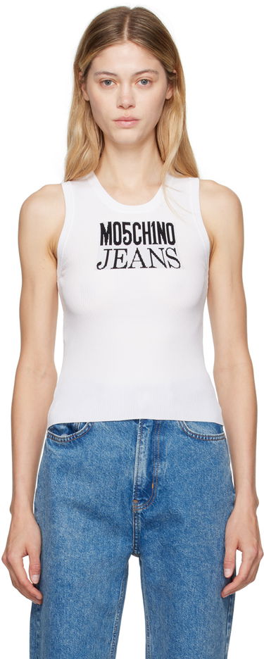 Tielko Moschino Moschino Jeans Logo Tank Top Biela | 242K1J0928, 0