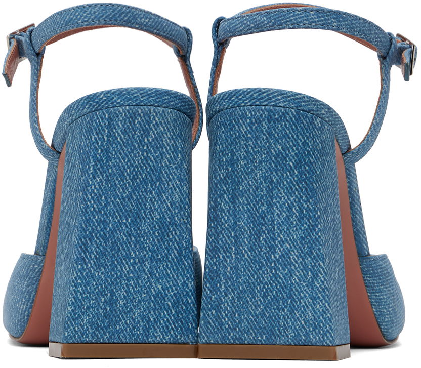 Tenisky a topánky Amina Muaddi Suede Printed Denim Heels Modrá | CHARLOTTE PUMP BLOCK PRINTED, 1