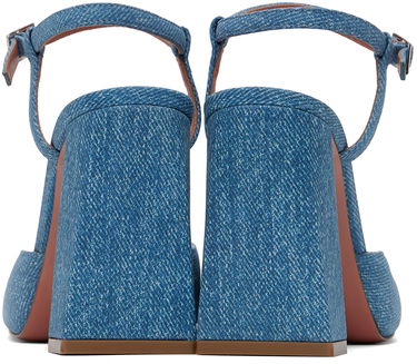 Tenisky a topánky Amina Muaddi Suede Printed Denim Heels Modrá | CHARLOTTE PUMP BLOCK PRINTED, 1