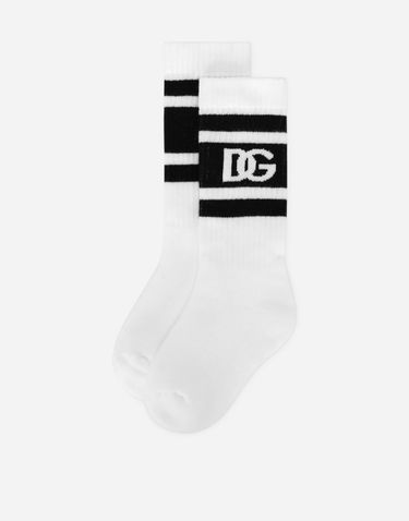 Ponožky Dolce & Gabbana Dolce & Gabbana Stretch Knit Socks with DG Logo Biela | LBKAC5JBCACS9002, 1