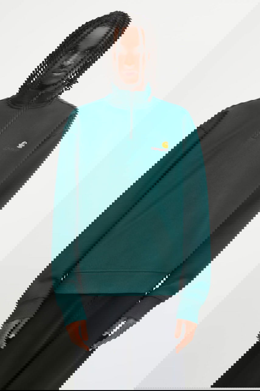 Mikina Carhartt WIP Half Zip American Script Sweatshirt Zelené | I027014.05AXX, 0