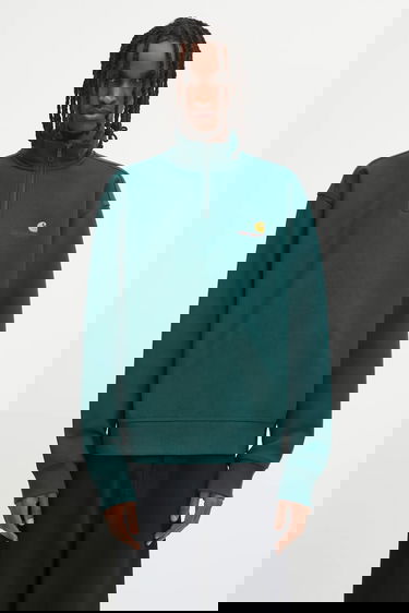 Mikina Carhartt WIP Half Zip American Script Sweatshirt Zelené | I027014.05AXX, 0