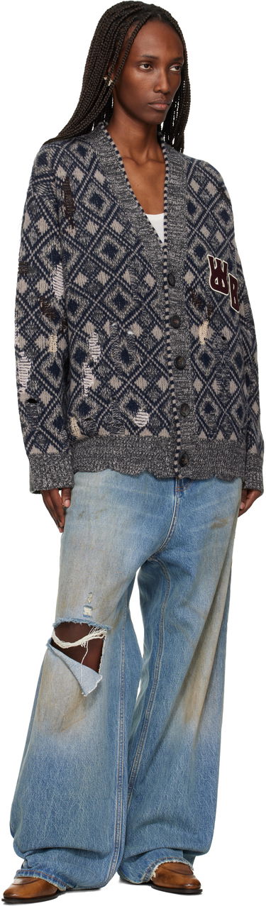 Sveter Wales Bonner Distressed Argyle Button-Up Cardigan with Patch 'The Sibling' Rôznofarebný | UA25KN45-WO12-951, 3