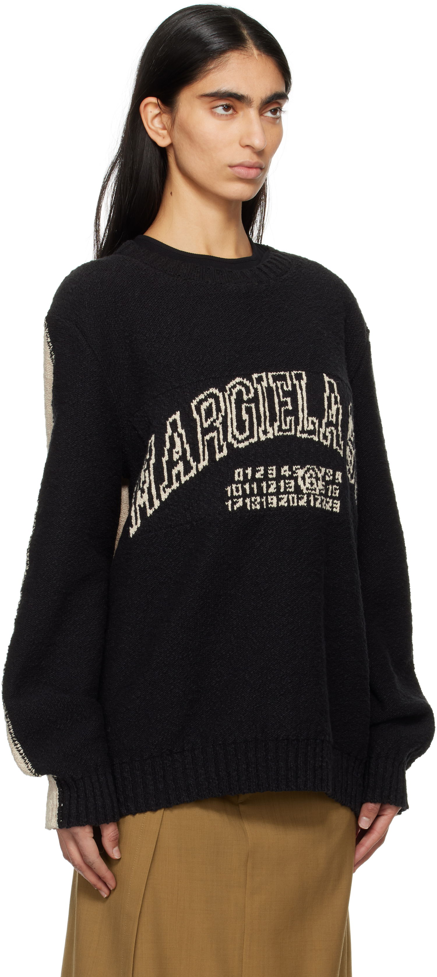 Sveter Maison Margiela MM6 Maison Margiela Varsity Jacquard Sweater Čierna | SH0HL0025 M13084, 1