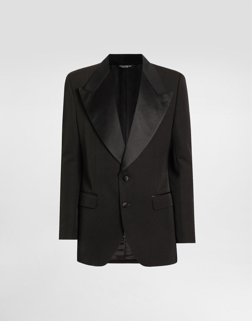Bunda Dolce & Gabbana Dolce & Gabbana Single-Breasted Wool and Silk Blend Jacket Čierna | G2VO2TGJ865N0000