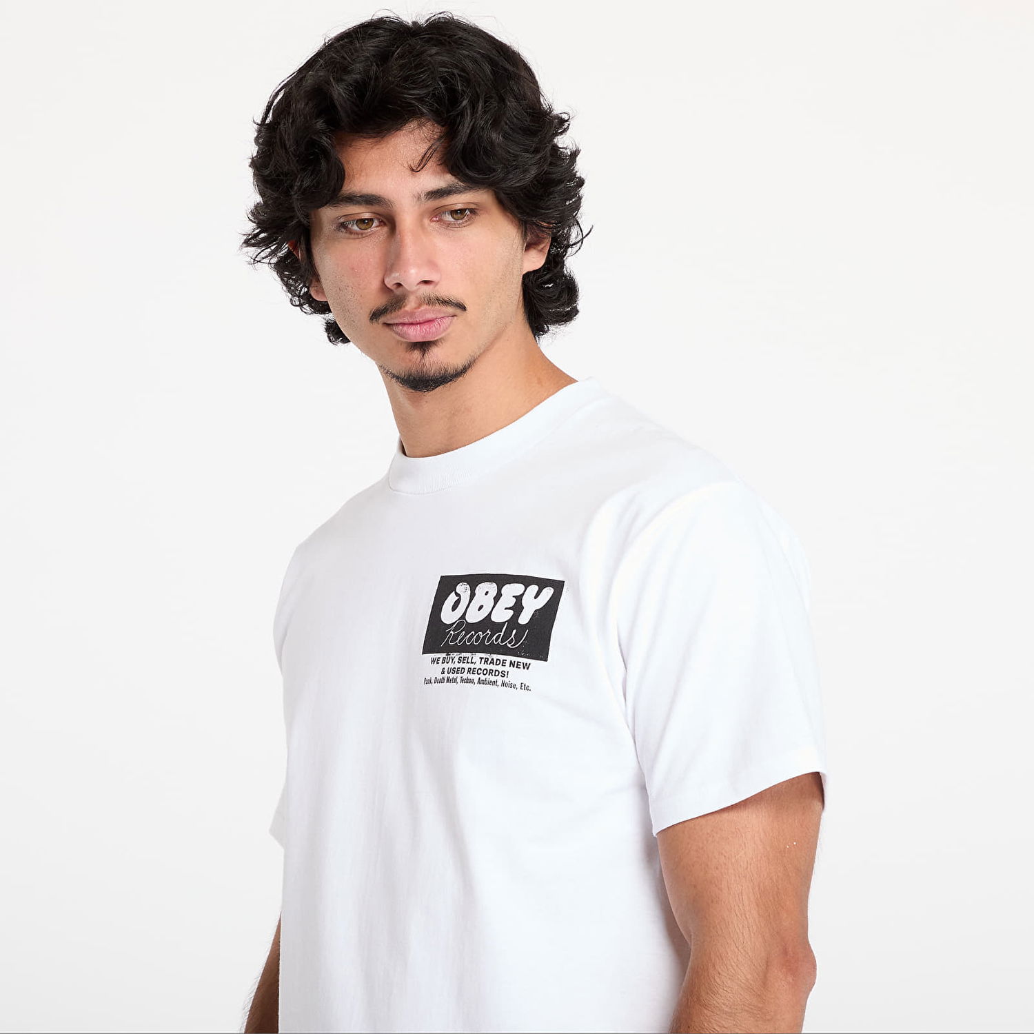 Tričko OBEY Records T-Shirt White Biela | 165263981-WHT, 1