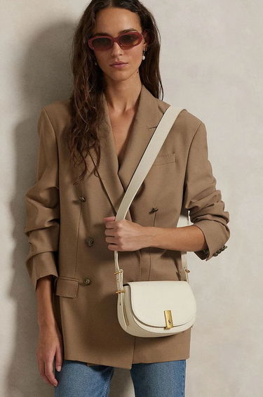 Taška cez rameno Polo by Ralph Lauren White Leather Saddle Bag Biela | 428932626, 5