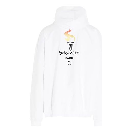 Mikina Balenciaga Logo Oversize Sweatshirt Biela | 620973TIV459040