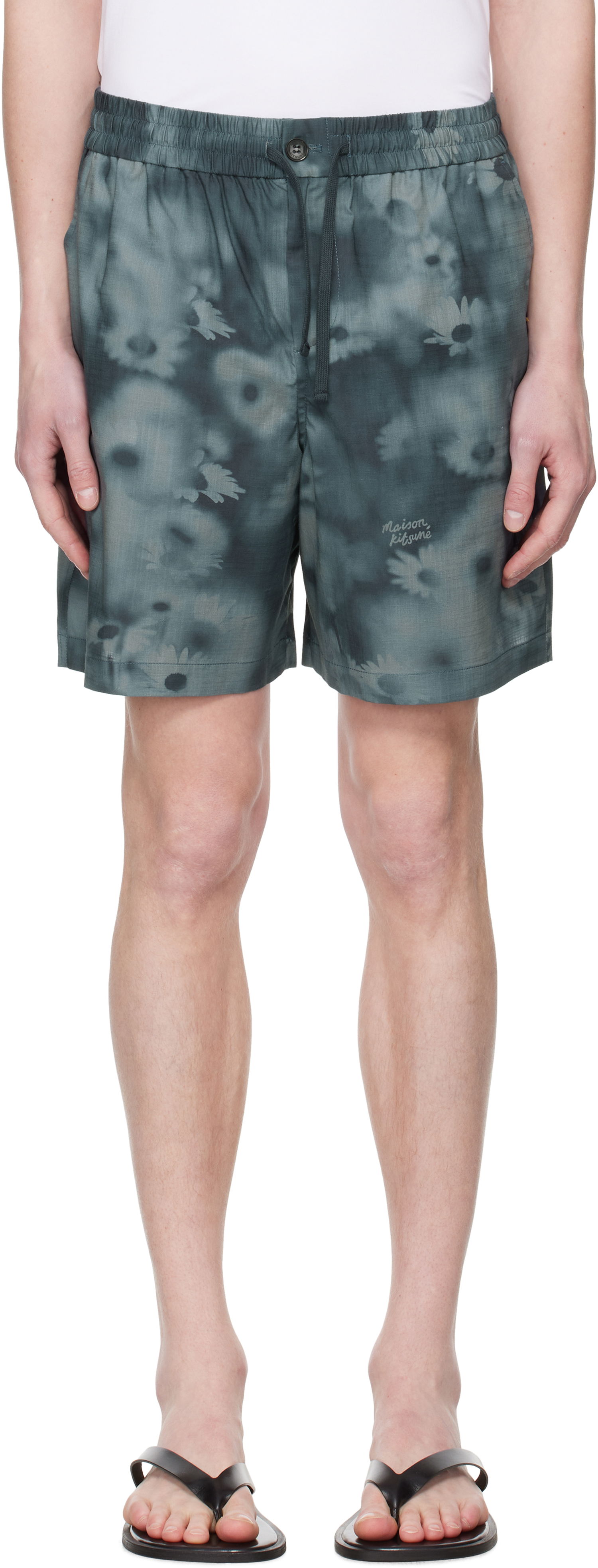 Šortky MAISON KITSUNÉ Maison Kitsuné Printed Elasticated Shorts Zelené | OM01407WW9054, 0
