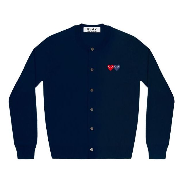 Sveter COMME des GARÇONS COMME des GARCONS PLAY Double Emblem Cardigan Navy | AZ-N057-051-2