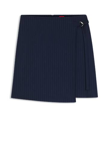 Sukňa BOSS Pinstripe Belted Asymmetric Mini Skirt Navy | 50554460, 0