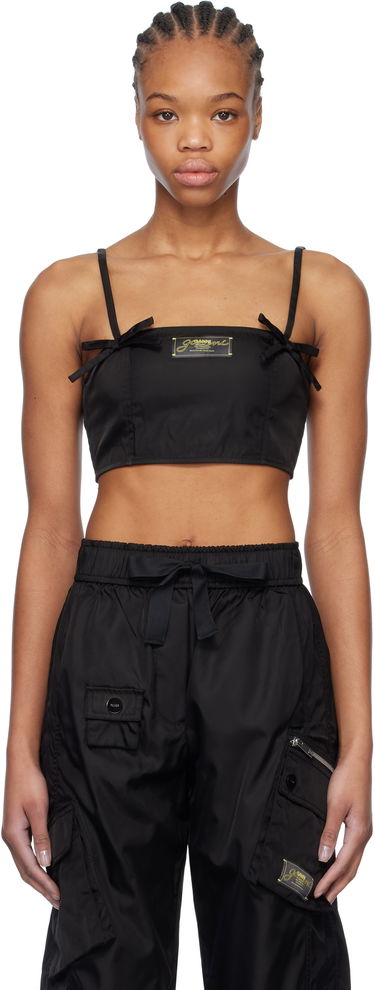 Crop Top GANNI GANNI Duchesse Nylon Camisole Čierna | W0483, 0