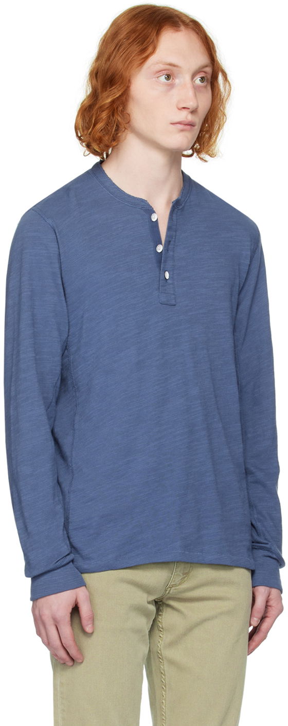 Tričko rag & bone Rag & Bone Classic Flame Henley T-Shirt Modrá | MBC23HT037CA37, 1