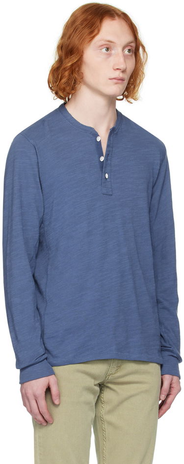 Tričko rag & bone Rag & Bone Classic Flame Henley T-Shirt Modrá | MBC23HT037CA37, 1
