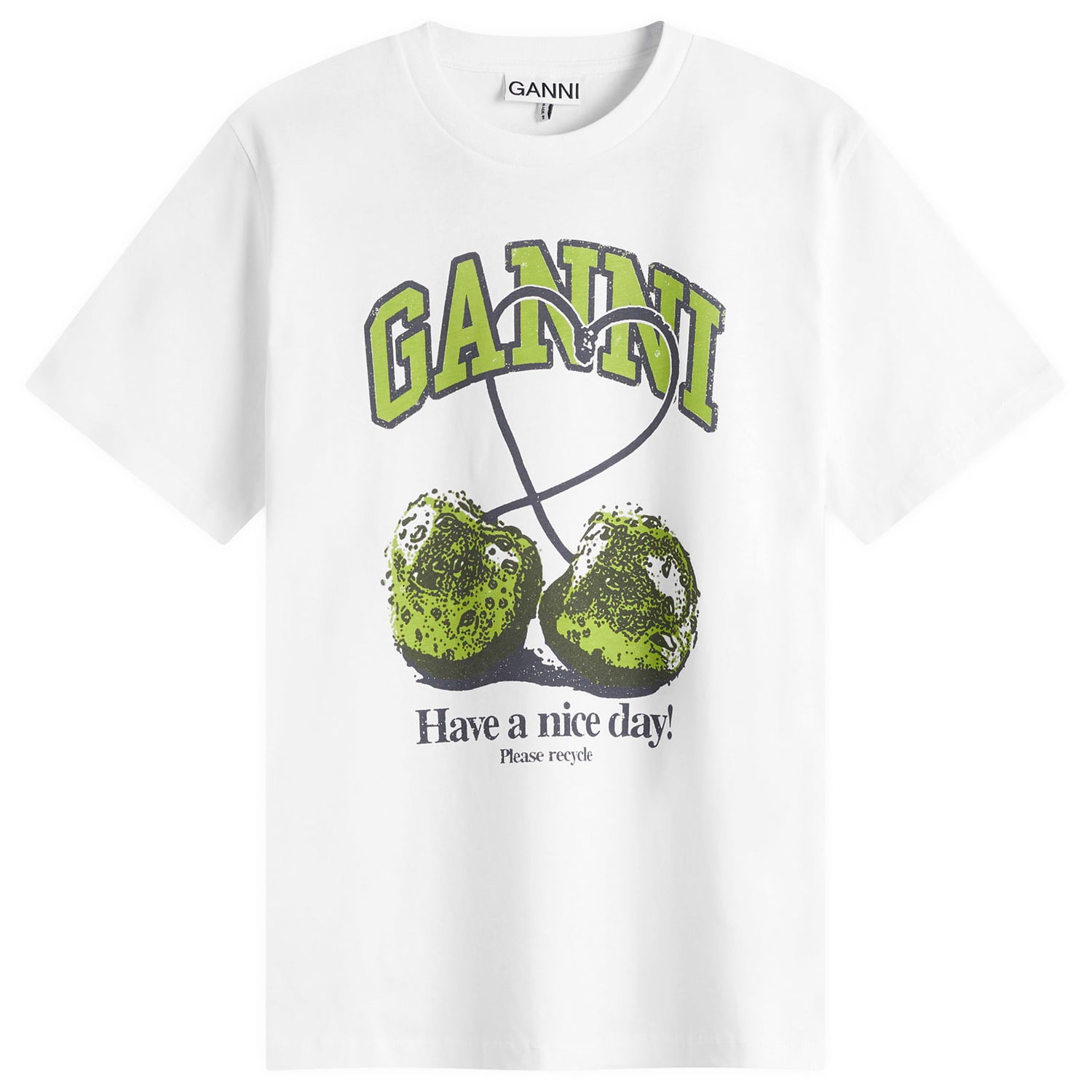 Tričko GANNI GANNI Cherry Relaxed T-Shirt, Size Large Biela | T4291-151, 1