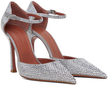 Tenisky a topánky Amina Muaddi Crystal Embellished Slingback Pumps Šedá | VITTORIA PUMP SR SATIN, 3