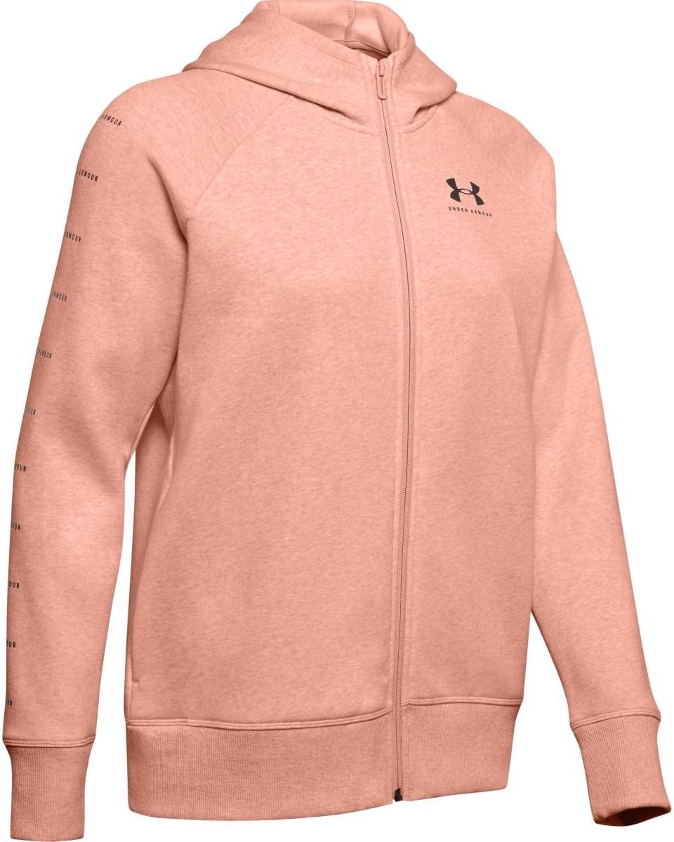 Mikina Under Armour RIVAL SPORTSTYLE Fleece Full-Zip Hooded Sweatshirt with Sleeve Graphic Ružová | 1348559-689, 1