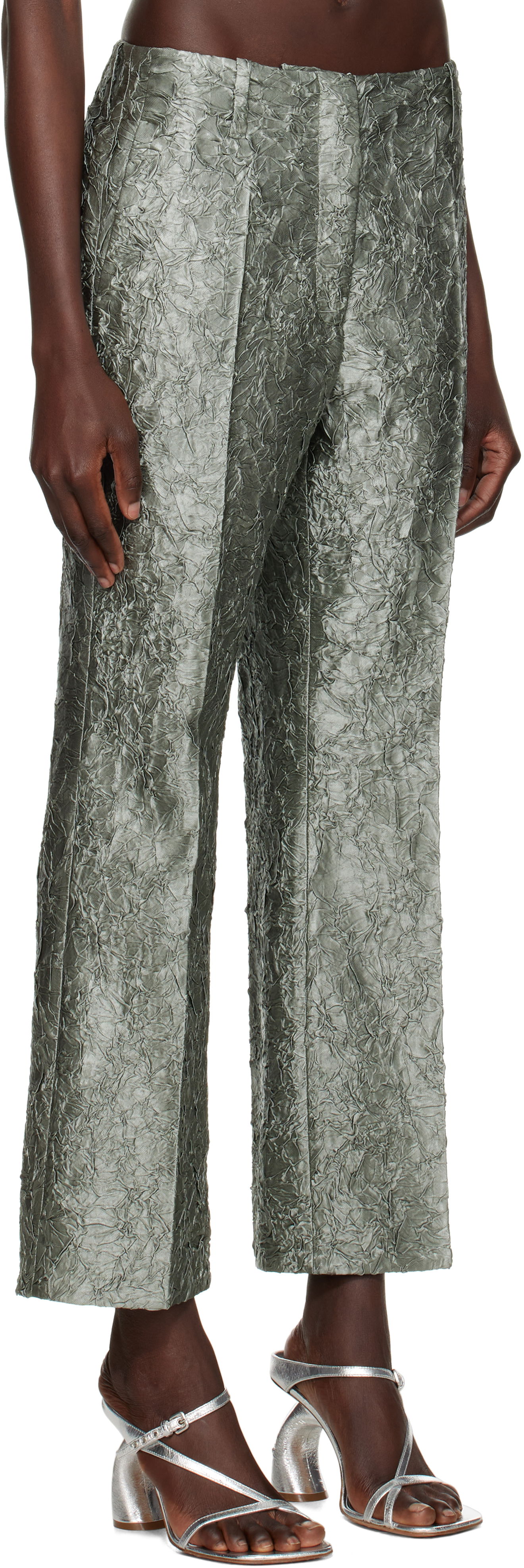Nohavice Dries Van Noten Dries Van Noten Cropped Viscose Trousers Zelené | 251-010924-1428, 1