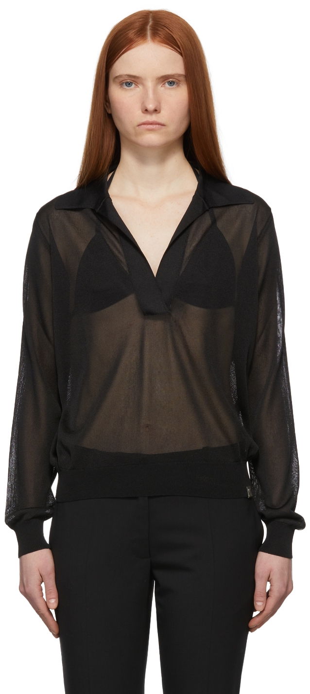 Košeľa 1017 ALYX 9SM Sheer Long Sleeve Polo Čierna | AAWKN0139YA01.S22, 0