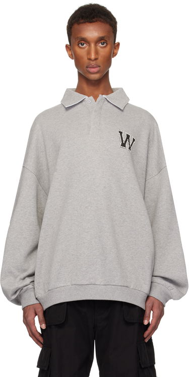 Sveter We11done We11done Pearl Logo Polo Sweatshirt Šedá | WD-TS3-24-739-U-MG, 0