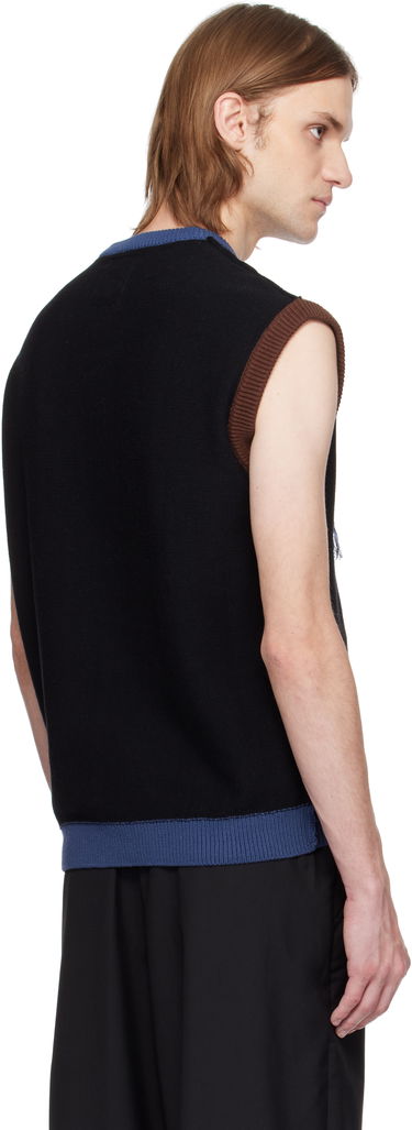 Sveter KidSuper KidSuper Reverse Knit Patchwork Face Sleeveless Sweater Modrá | SS25-SW-06, 2