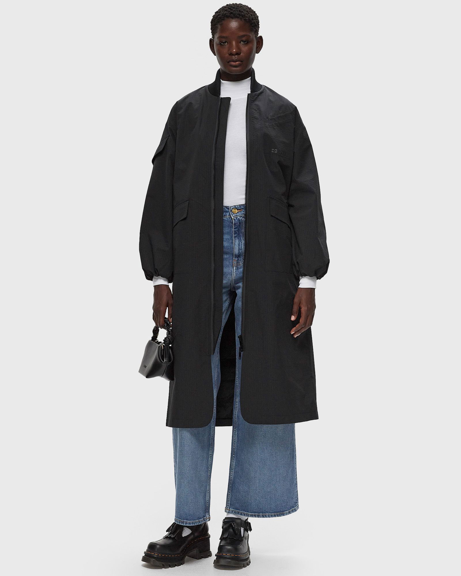 Tech Seersucker Oversized Shell Coat