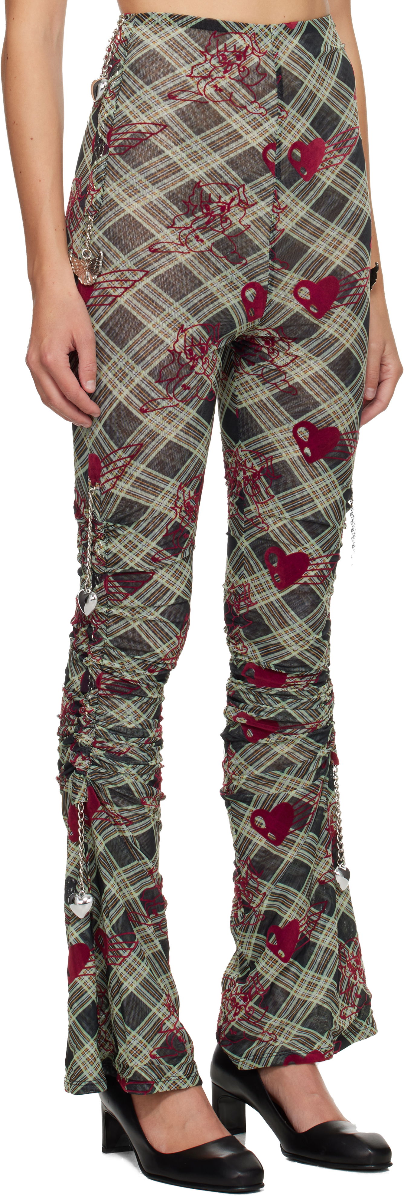 Chopova Lowena Ribbon Print Wide Leg Jeans