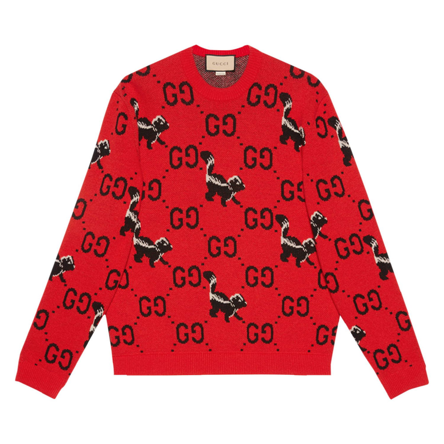 Sveter Gucci GG And Skunk Wool Knit Sweater Červená | 711576 XKCL2 6229, 1