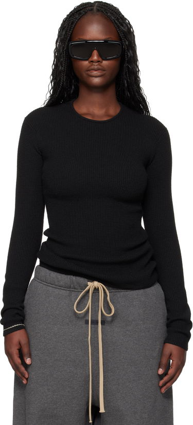 Tričko Fear of God Fear of God ESSENTIALS Holiday Waffle Long Sleeve T-shirt Čierna | 192HO257241FW, 0