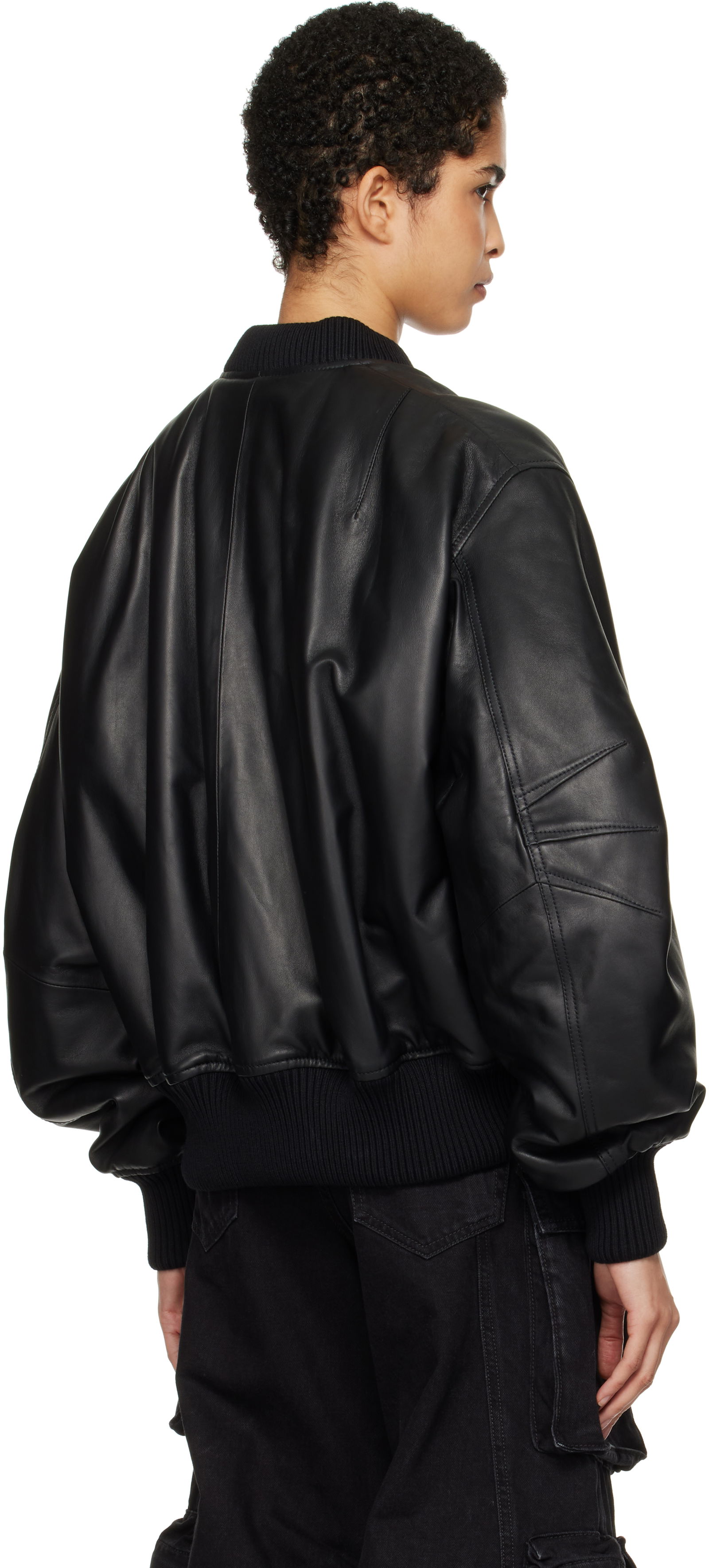 The Attico Anja Leather Bomber Jacket